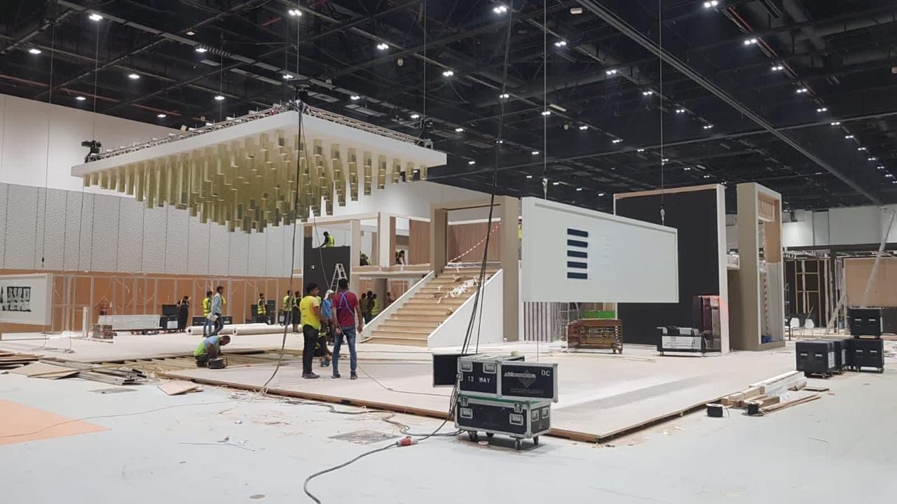 Exhibition stand build in progress